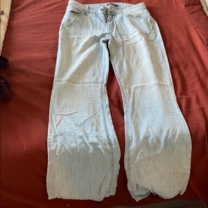 Light wash wide leg denim